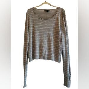 Lane Bryant Women's 2XL Gray White Striped Knit Sweater Plus Size 18/20...